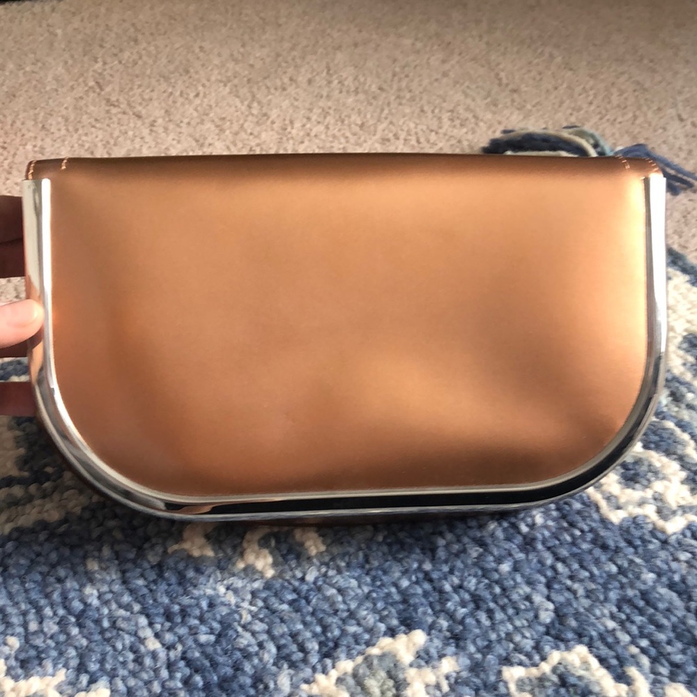 Rose Gold leather clutch Banana Republic NWOT